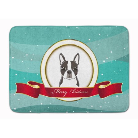 Carolines Treasures Boston Terrier Merry Christmas Machine Washable Memory Foam Mat BB1513RUG